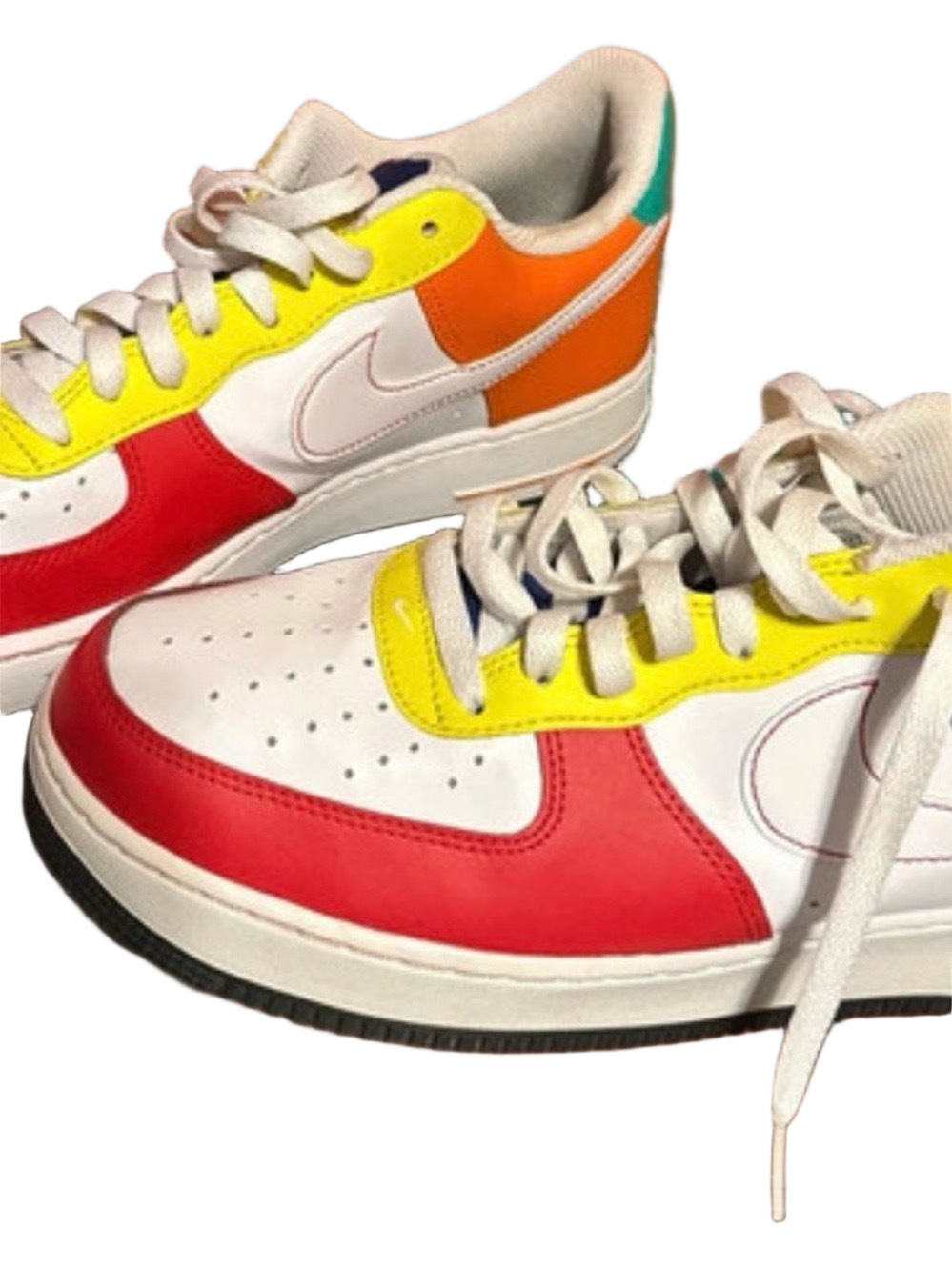 Nike  Air Force  One Sneakers - Red, Yellow, Orange, Teal, White